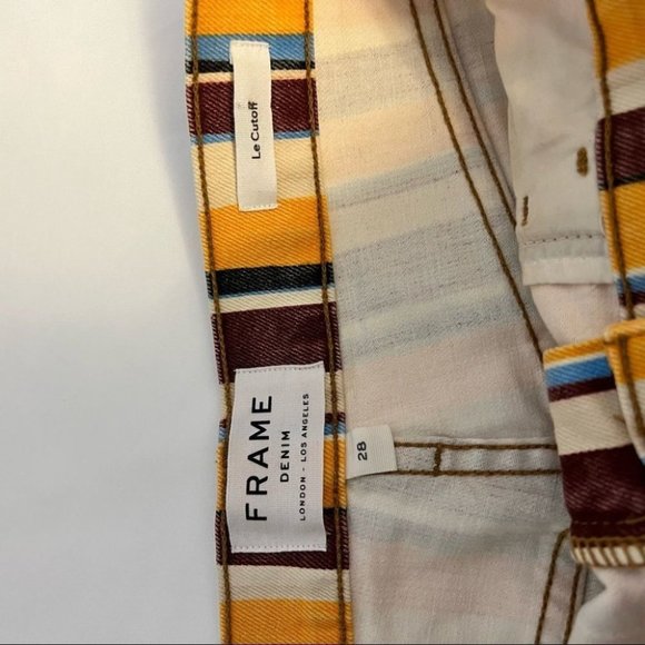 Frame Denim Yellow and Brown Striped Jean Shorts - Picture 6 of 11